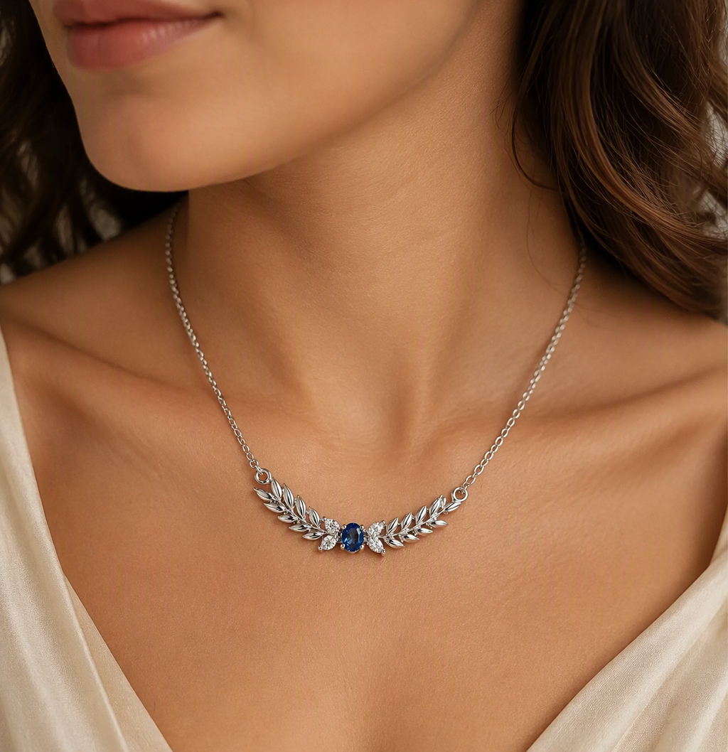 Azure Laurel Blue Sapphire Necklace