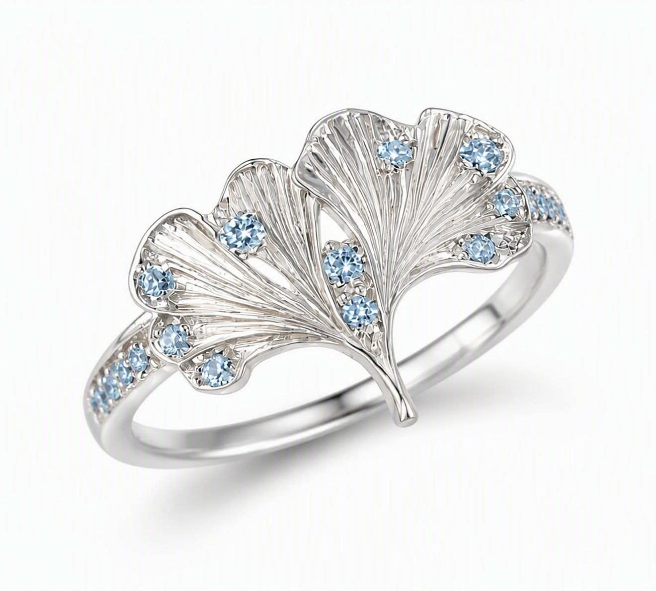 Ginkgo Sky Blue Sapphire Ring