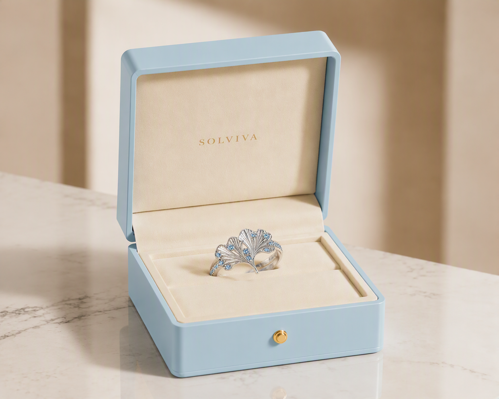 Ginkgo Sky Blue Sapphire Ring