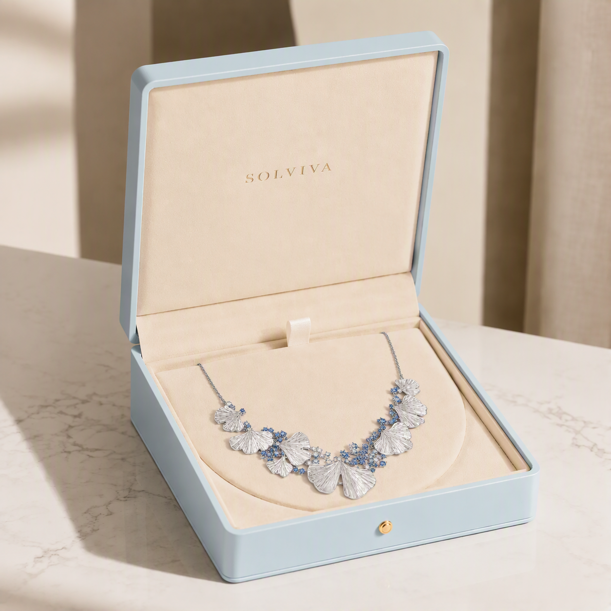 Ginkgo Sky Sapphire Statement Necklace