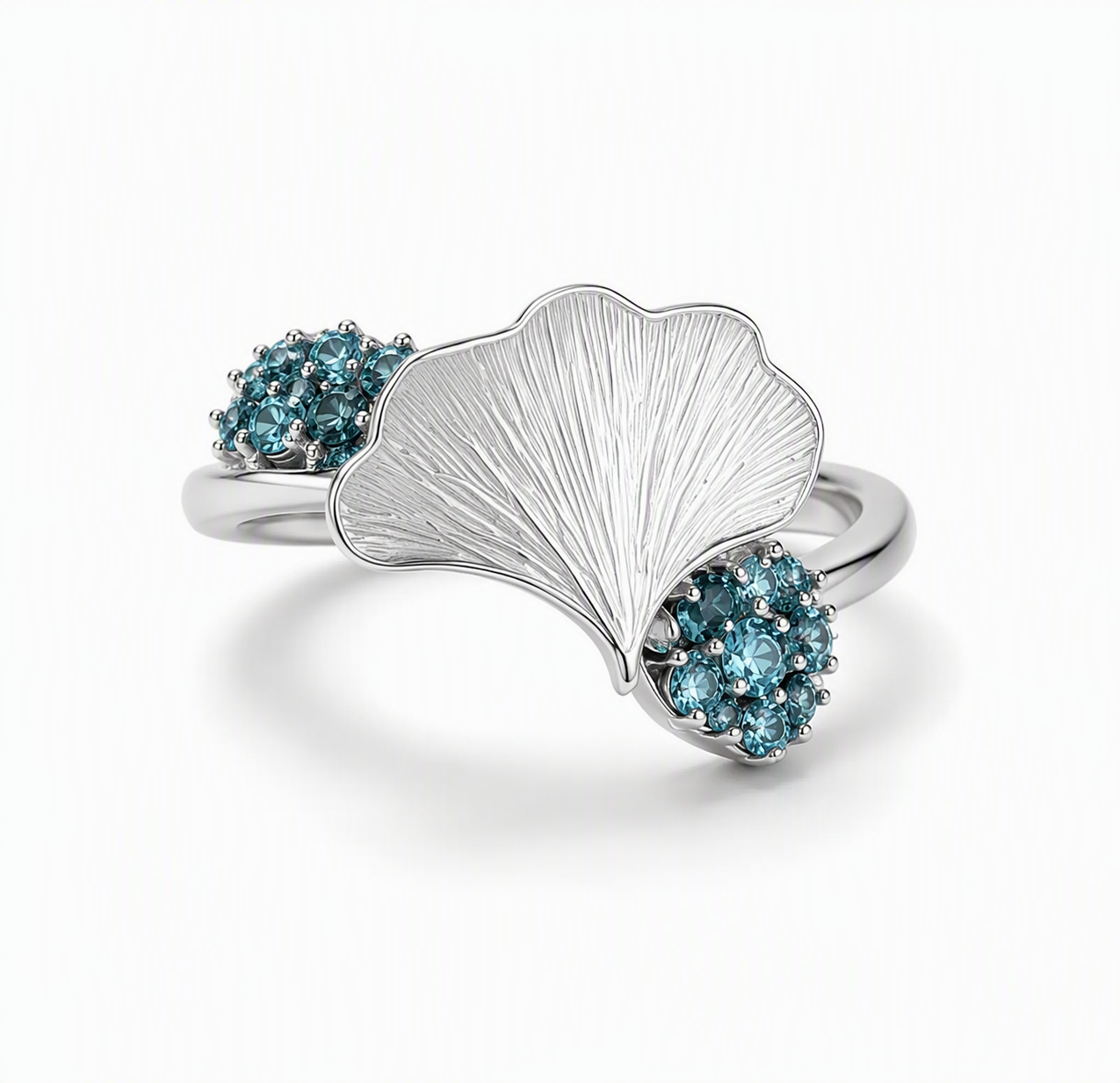 Ginkgo Bloom Blue Sapphire Ring
