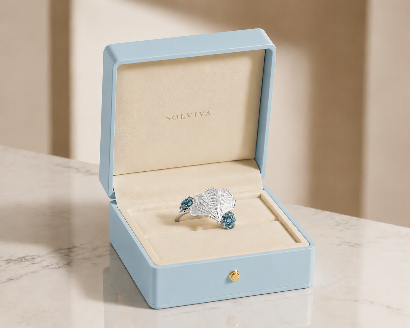 Ginkgo Bloom Blue Sapphire Ring