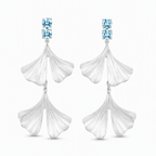 Twin Ginkgo Blue Sapphire Drop Earrings
