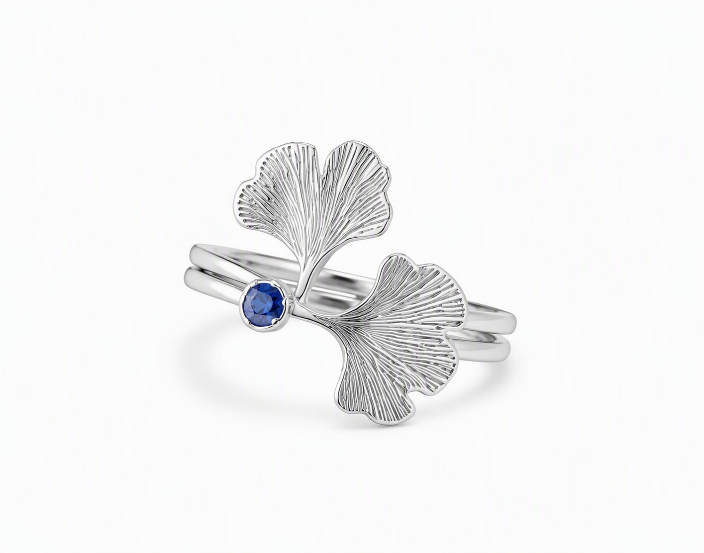 Ginkgo Dew Blue Sapphire Ring