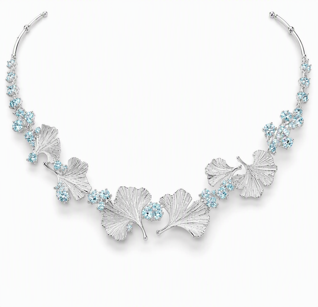 Ginkgo Bloom Blue Sapphire Necklace