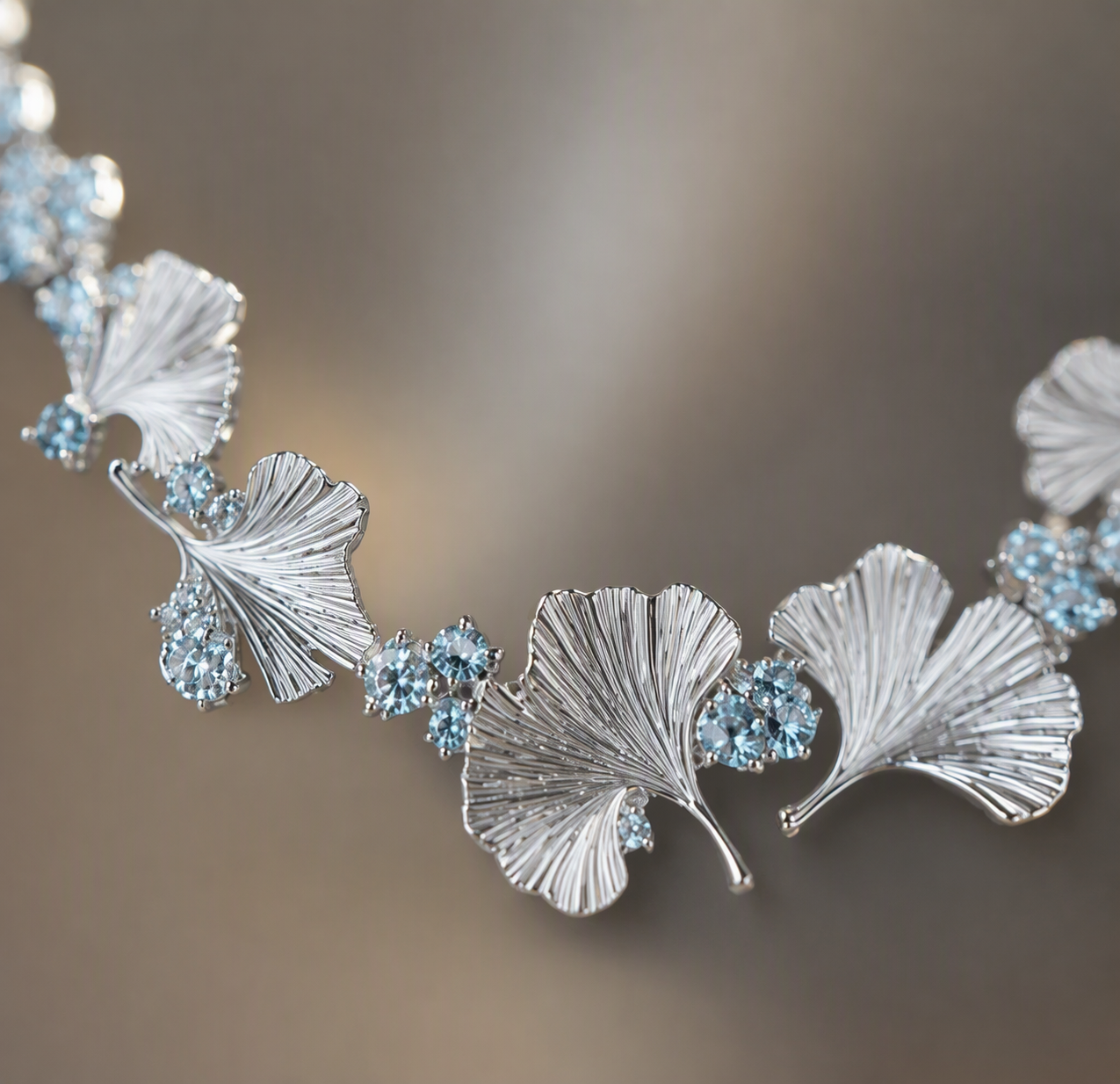 Ginkgo Bloom Blue Sapphire Necklace