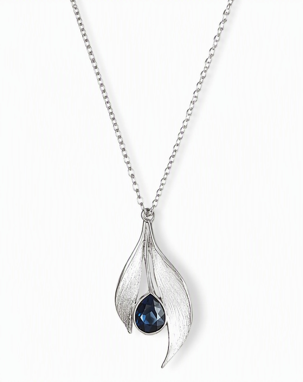 Leafdrop Blue Sapphire Pendant Necklace