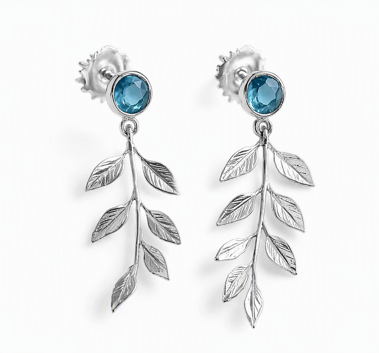 Leaflight Blue Sapphire Drop Earrings