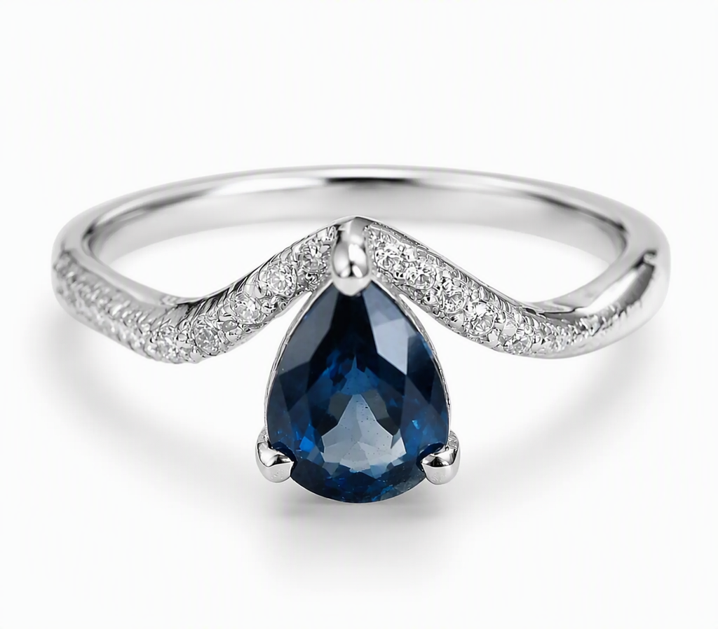 Azure Drop Blue Sapphire Diamond Ring