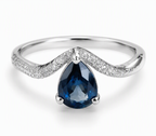 Azure Drop Blue Sapphire Diamond Ring