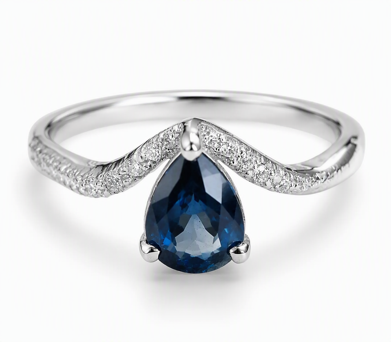 Azure Drop Blue Sapphire Diamond Ring
