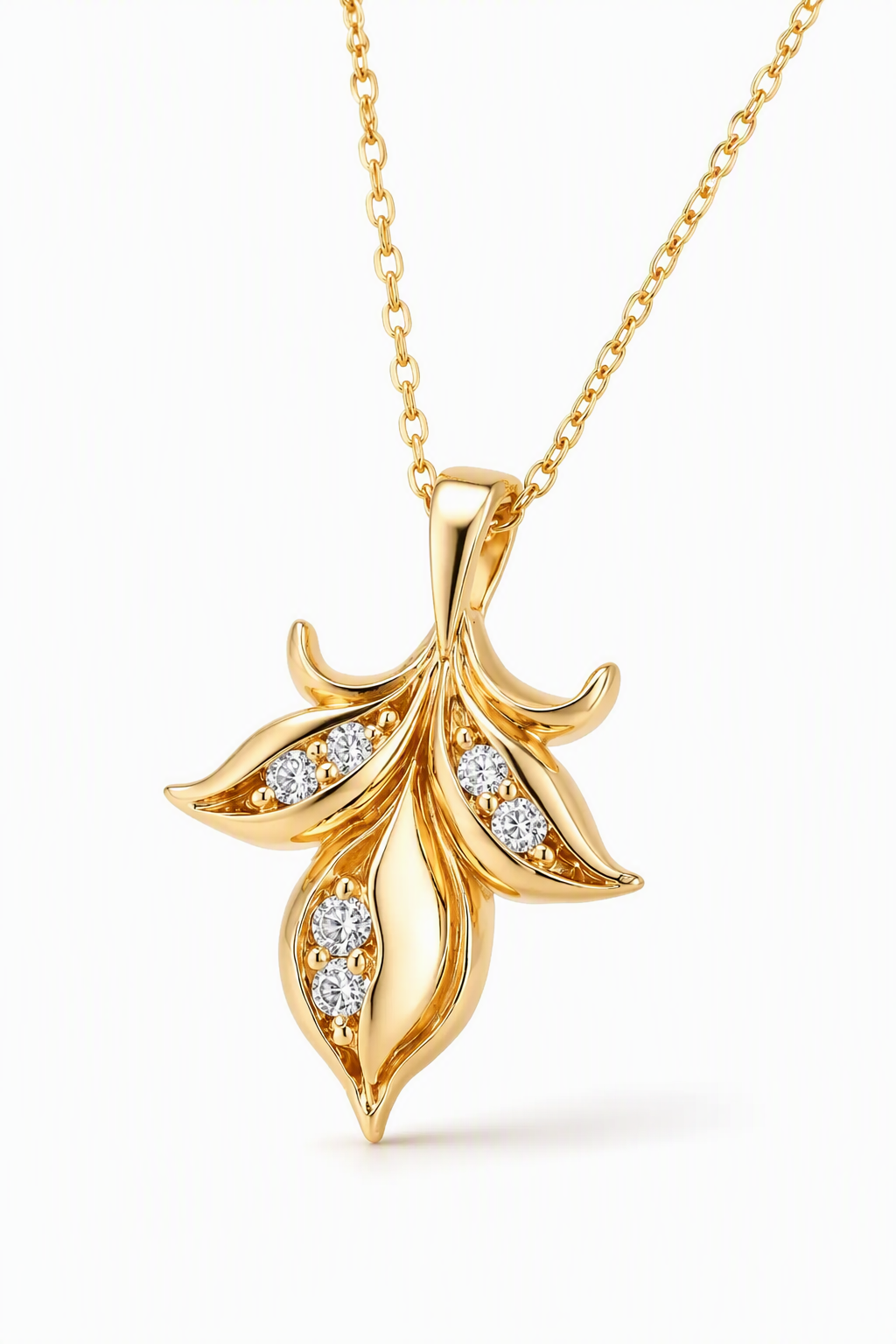 Petal Light Diamond Pendant Necklace