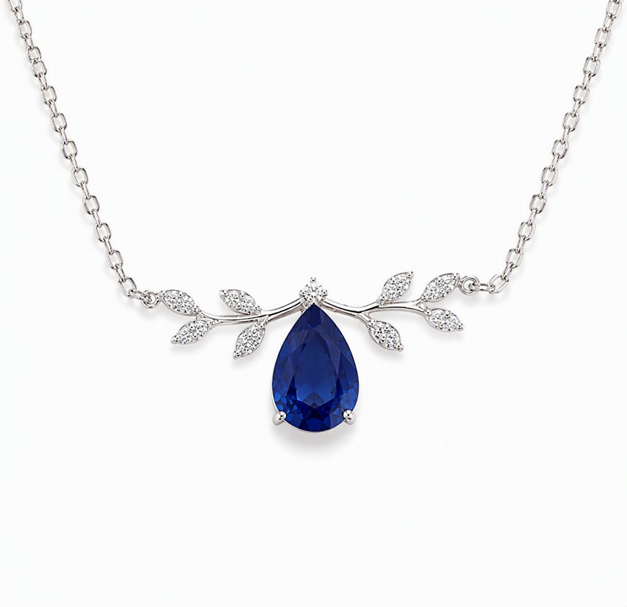 Azure Laurel Blue Sapphire Necklace