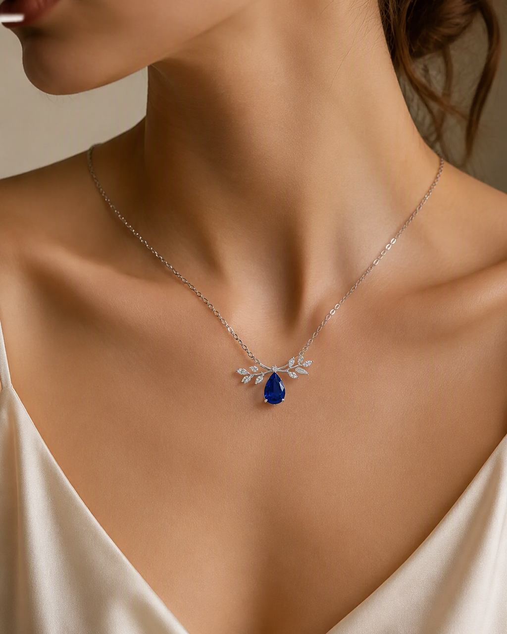 Azure Laurel Blue Sapphire Necklace