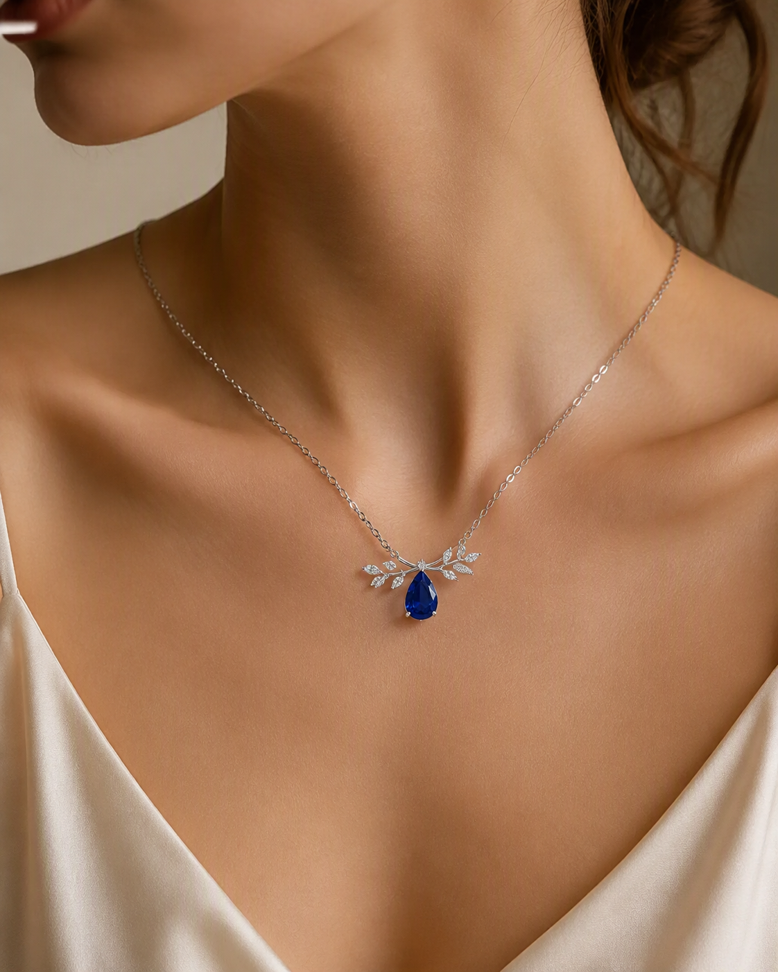 Azure Laurel Blue Sapphire Necklace