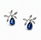 Azure Laurel Blue Sapphire Stud Earrings