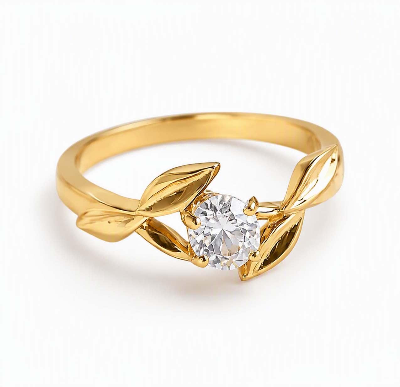 Golden Laurel Diamond Ring