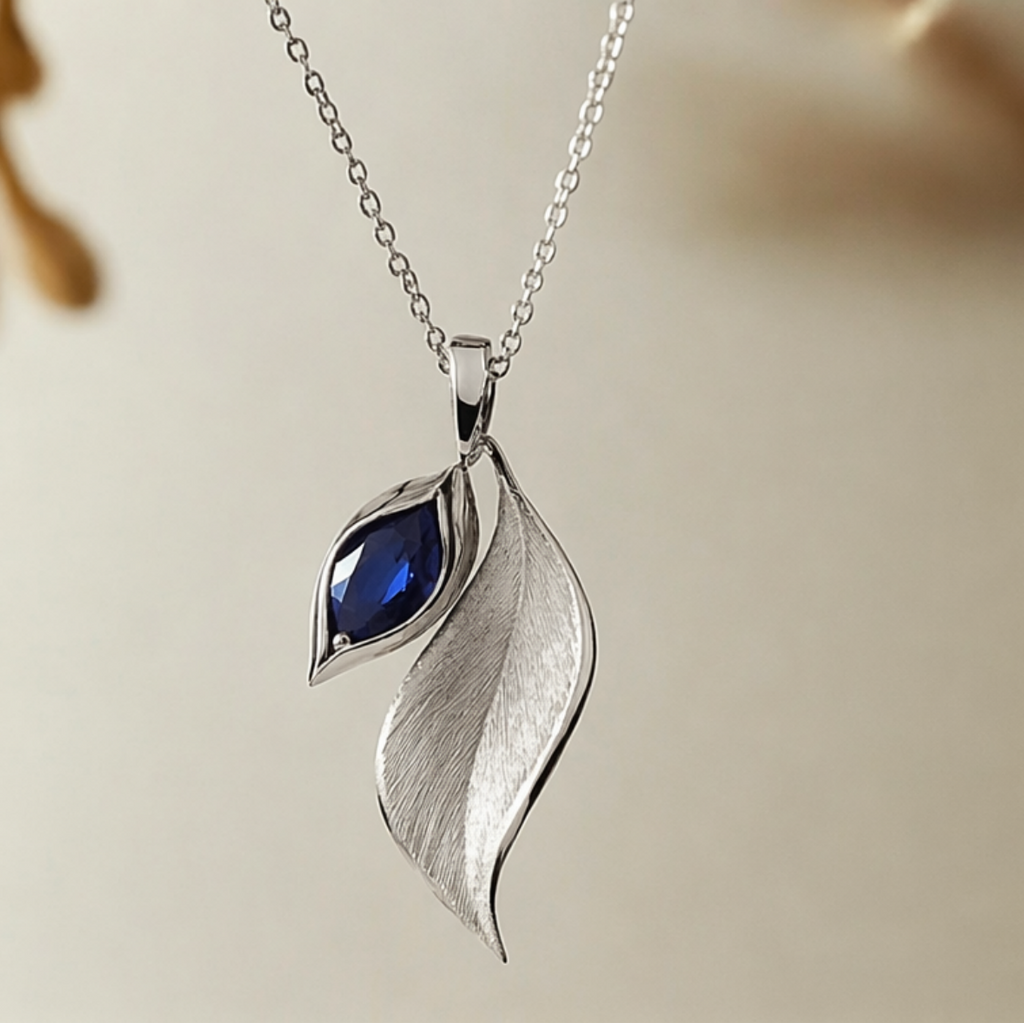 DAWN | Blue Leaf Pendant Necklace