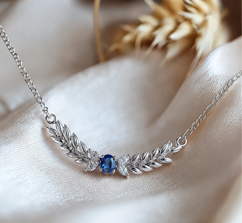 Azure Laurel Blue Sapphire Necklace