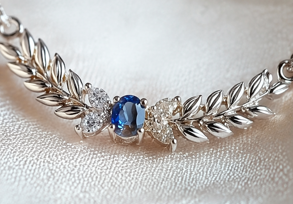 Azure Laurel Blue Sapphire Necklace
