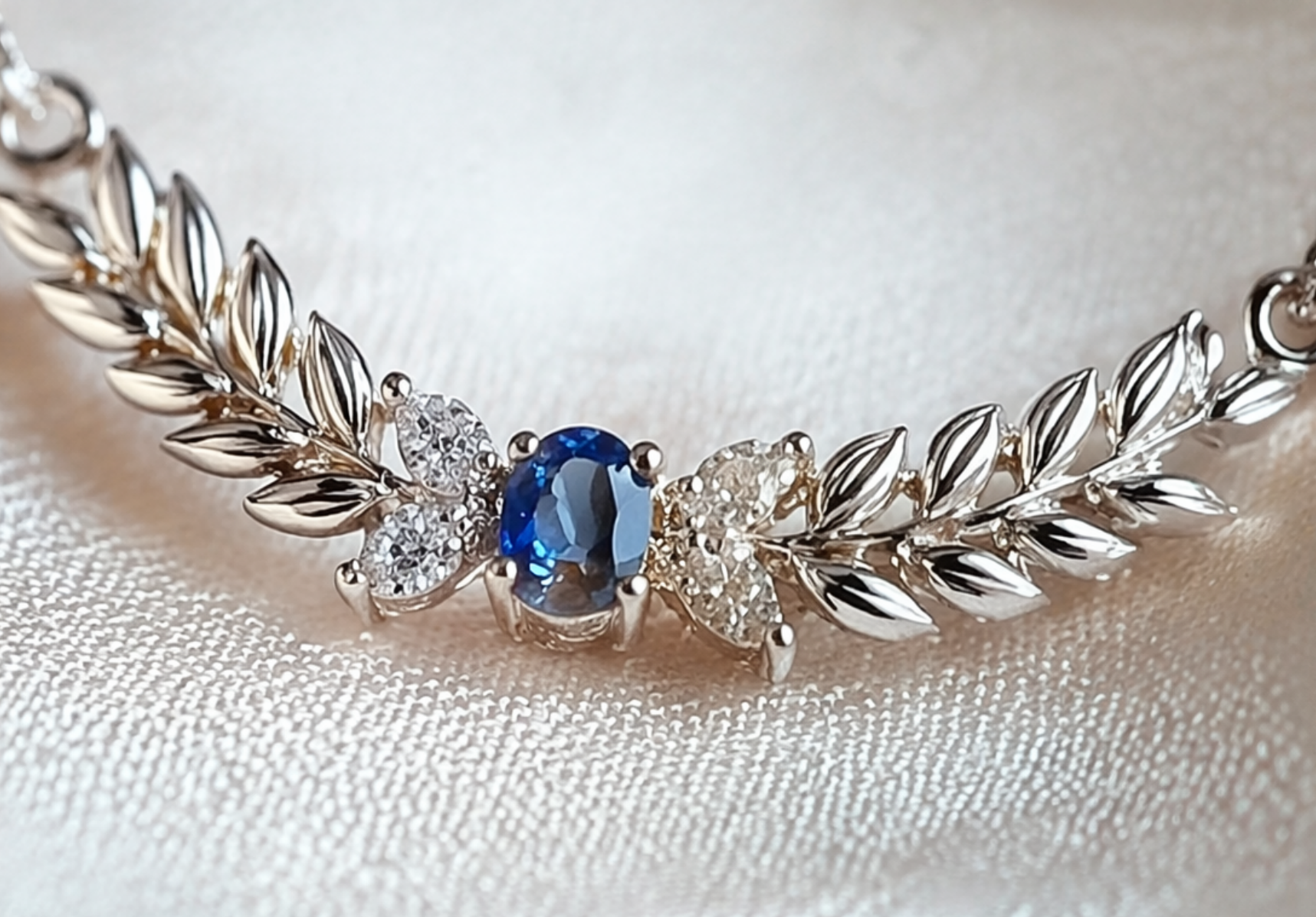 Azure Laurel Blue Sapphire Necklace
