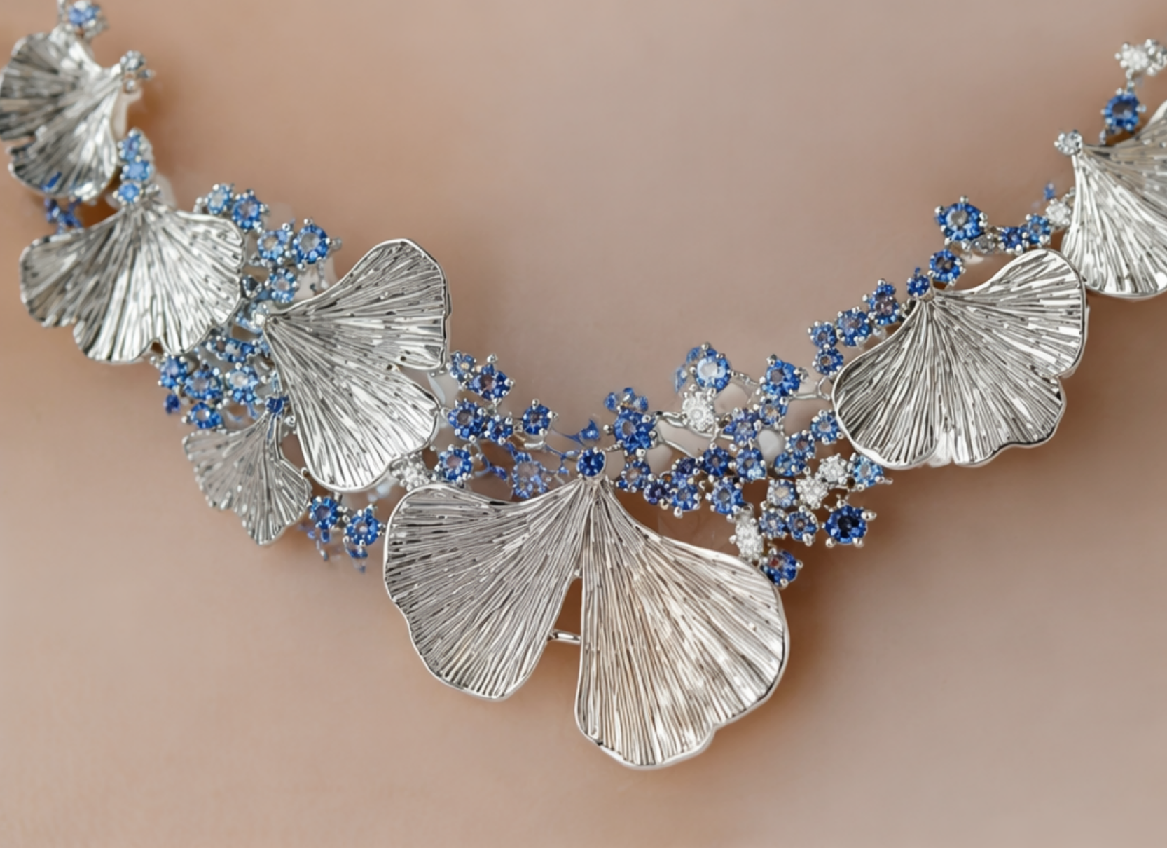 Ginkgo Sky Sapphire Statement Necklace