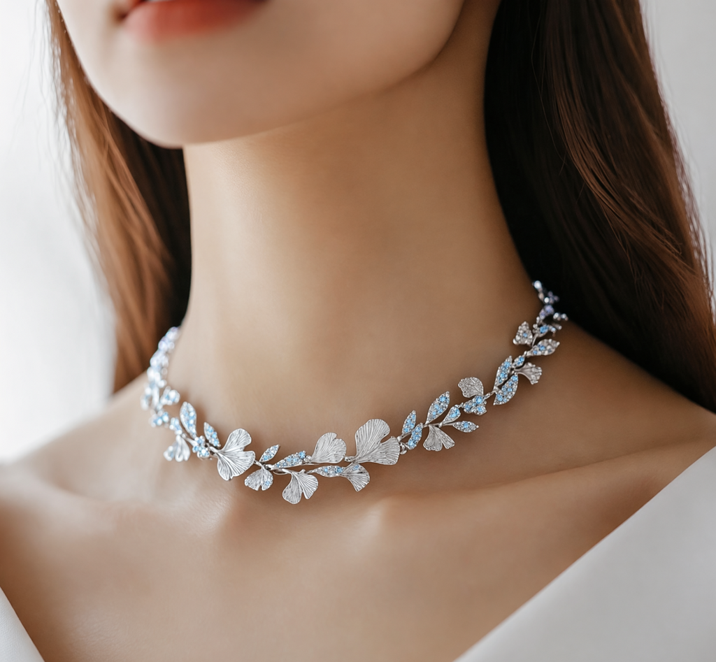 Ginkgo Sky Sapphire Garland Necklace