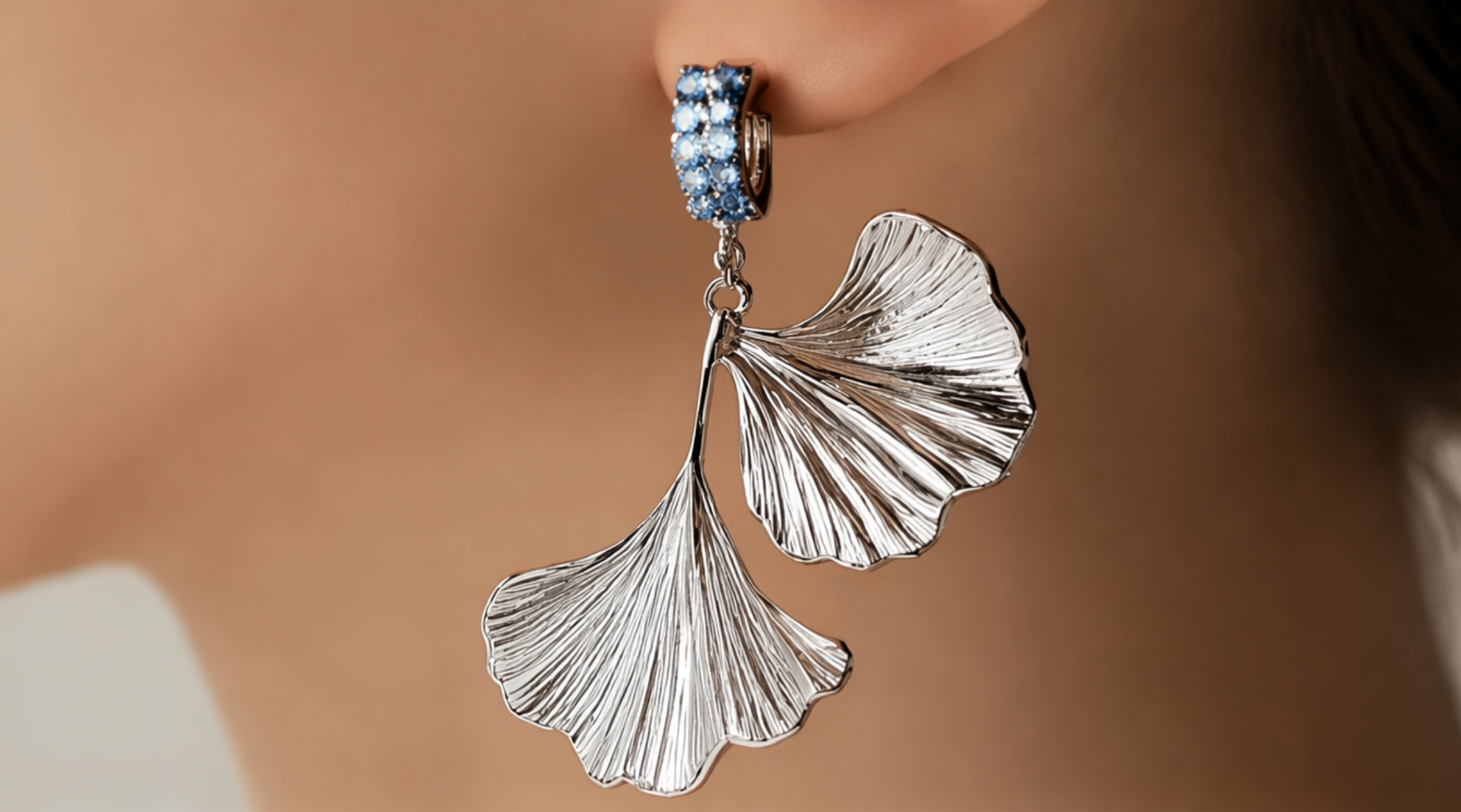 Ginkgo Sky Sapphire Drop Earrings