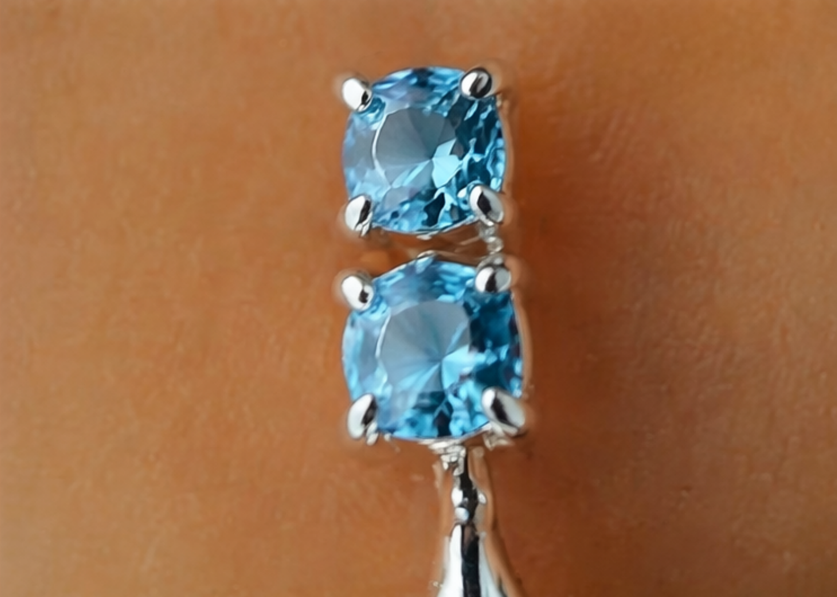 Twin Ginkgo Blue Sapphire Drop Earrings