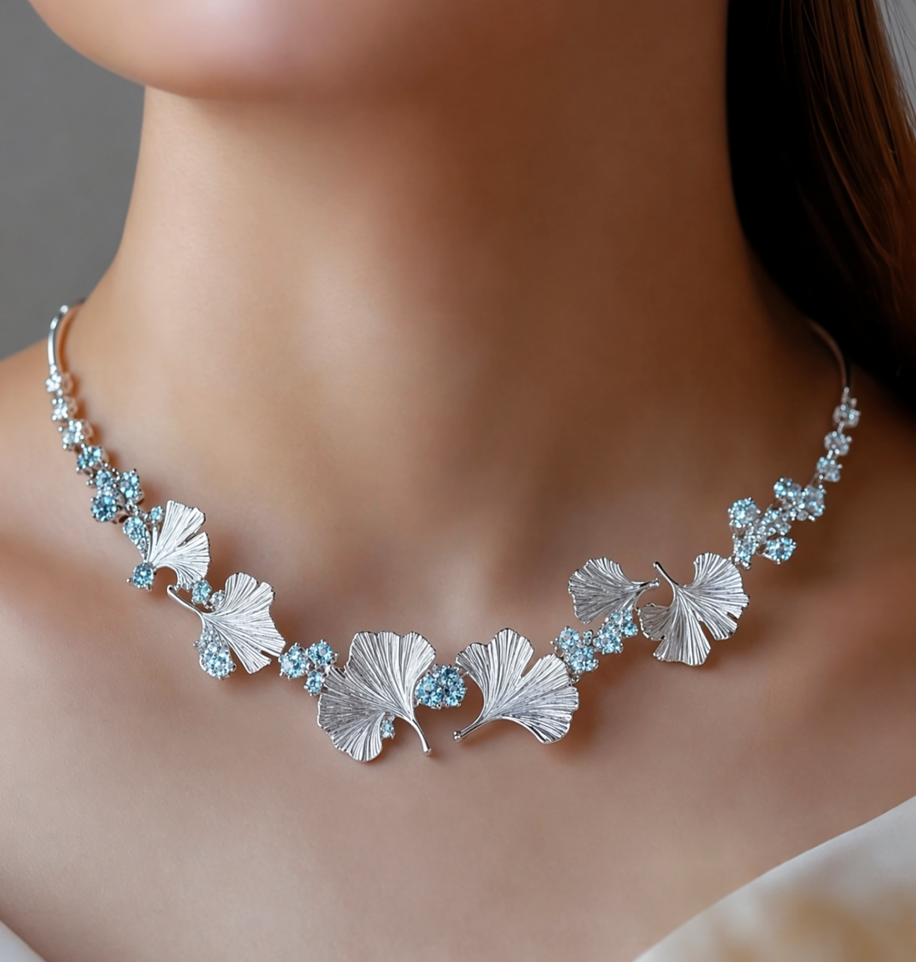 Ginkgo Bloom Blue Sapphire Necklace