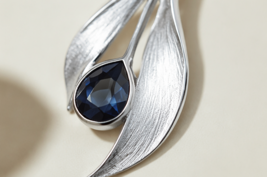 Leafdrop Blue Sapphire Pendant Necklace
