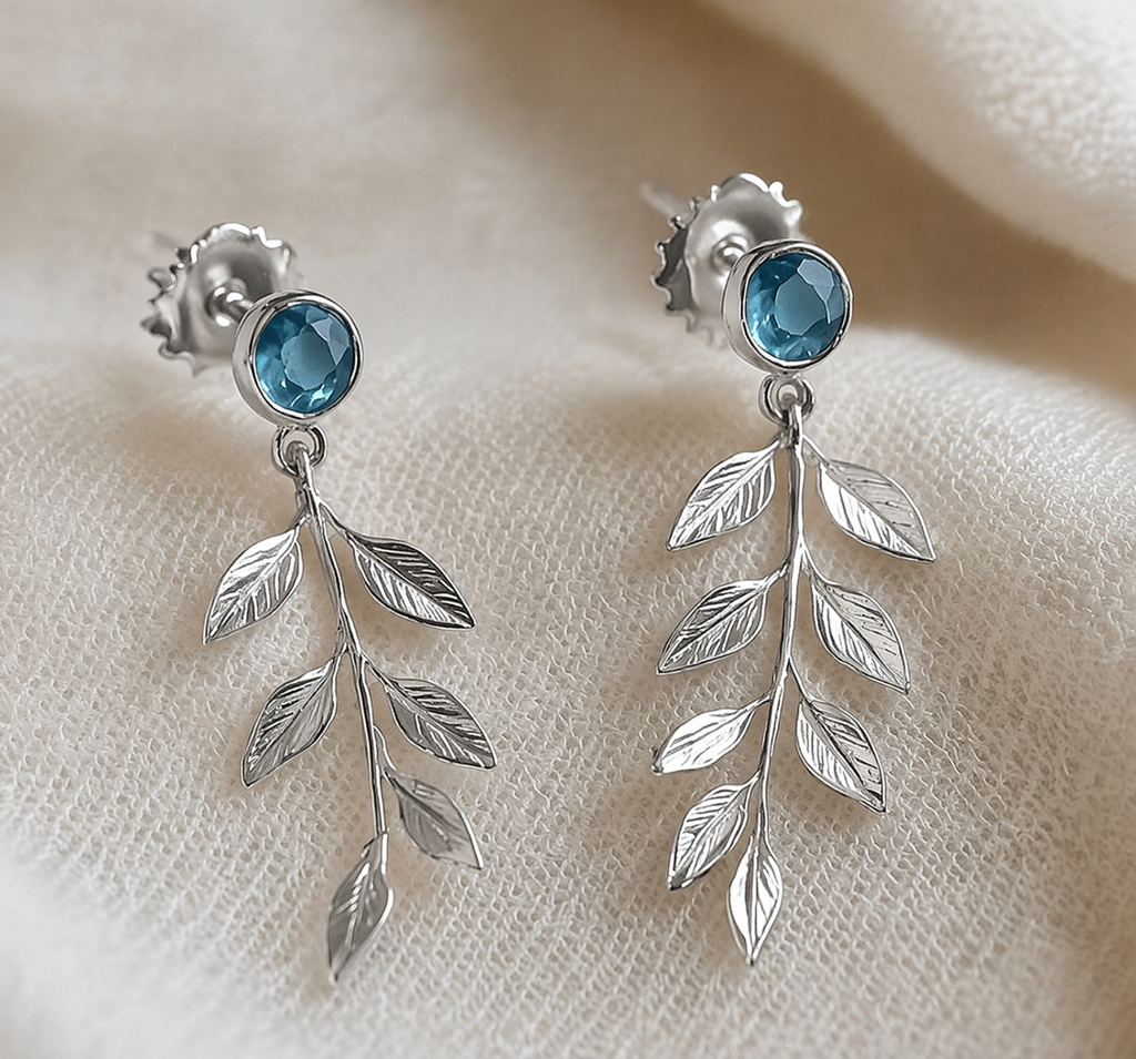 Leaflight Blue Sapphire Drop Earrings