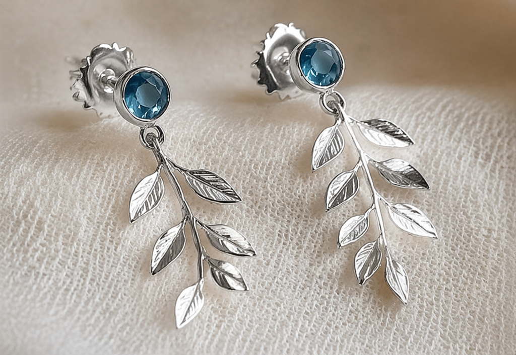Leaflight Blue Sapphire Drop Earrings