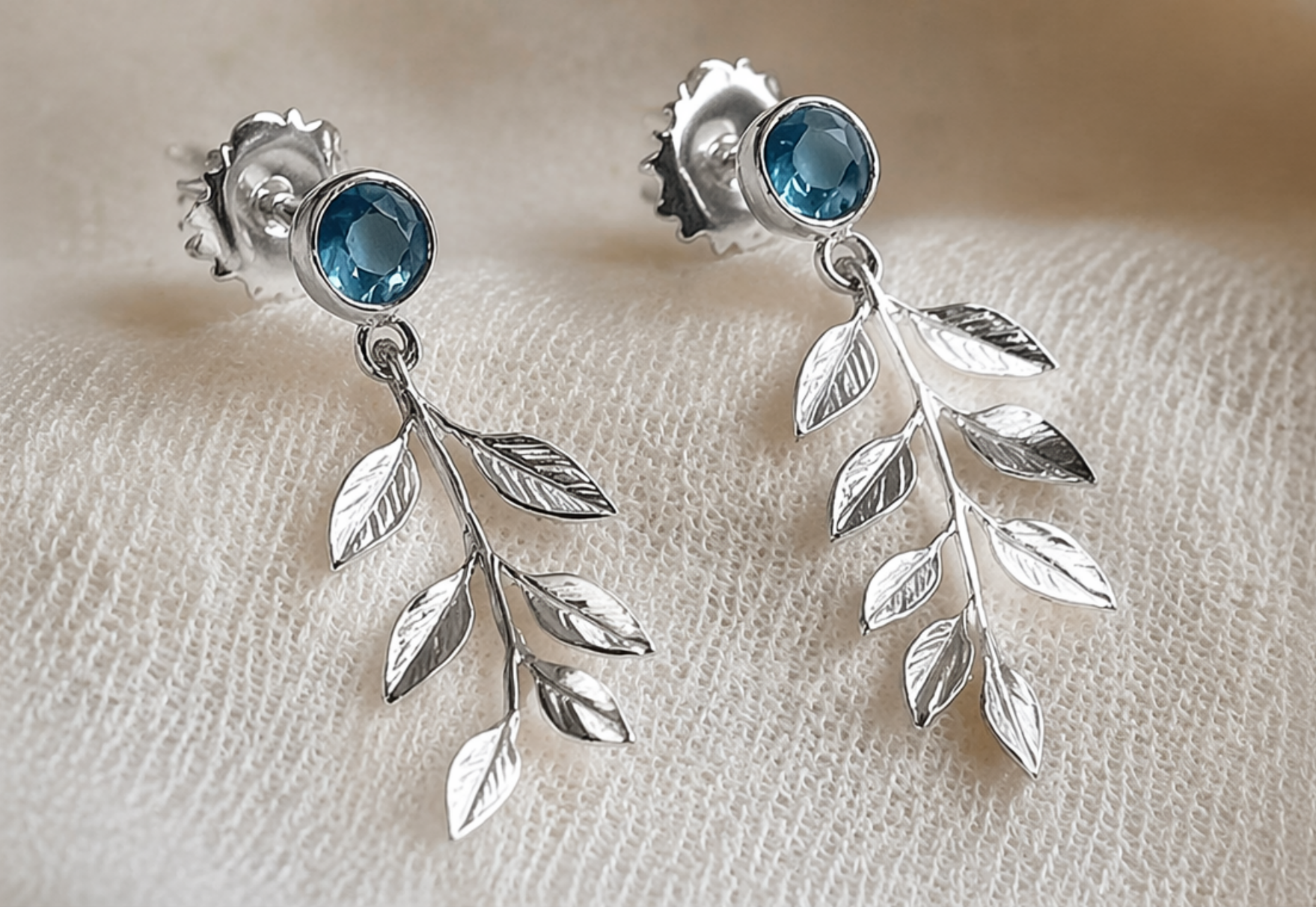 Leaflight Blue Sapphire Drop Earrings