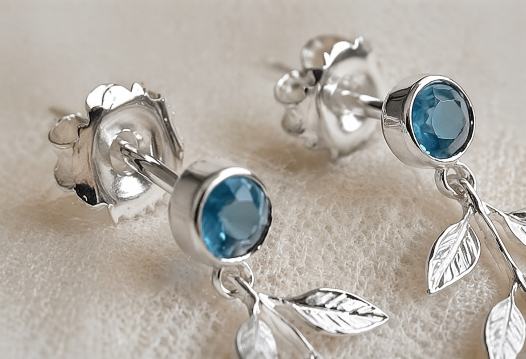 Leaflight Blue Sapphire Drop Earrings