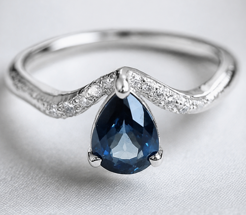 Azure Drop Blue Sapphire Diamond Ring