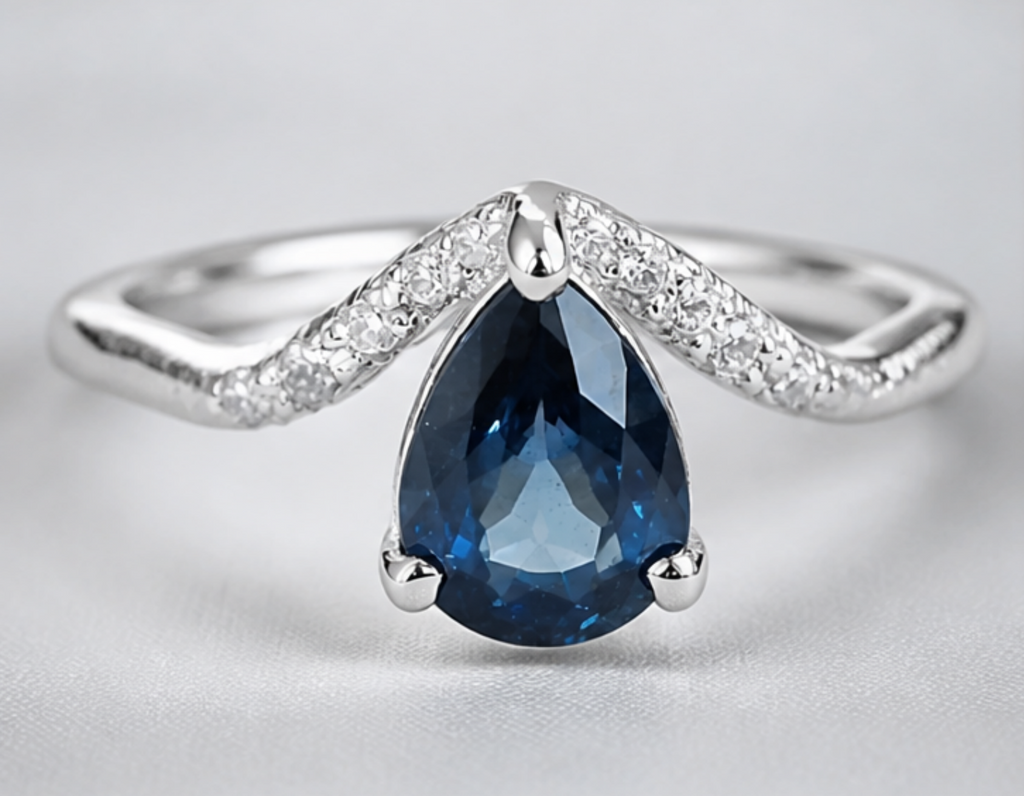 Azure Drop Blue Sapphire Diamond Ring