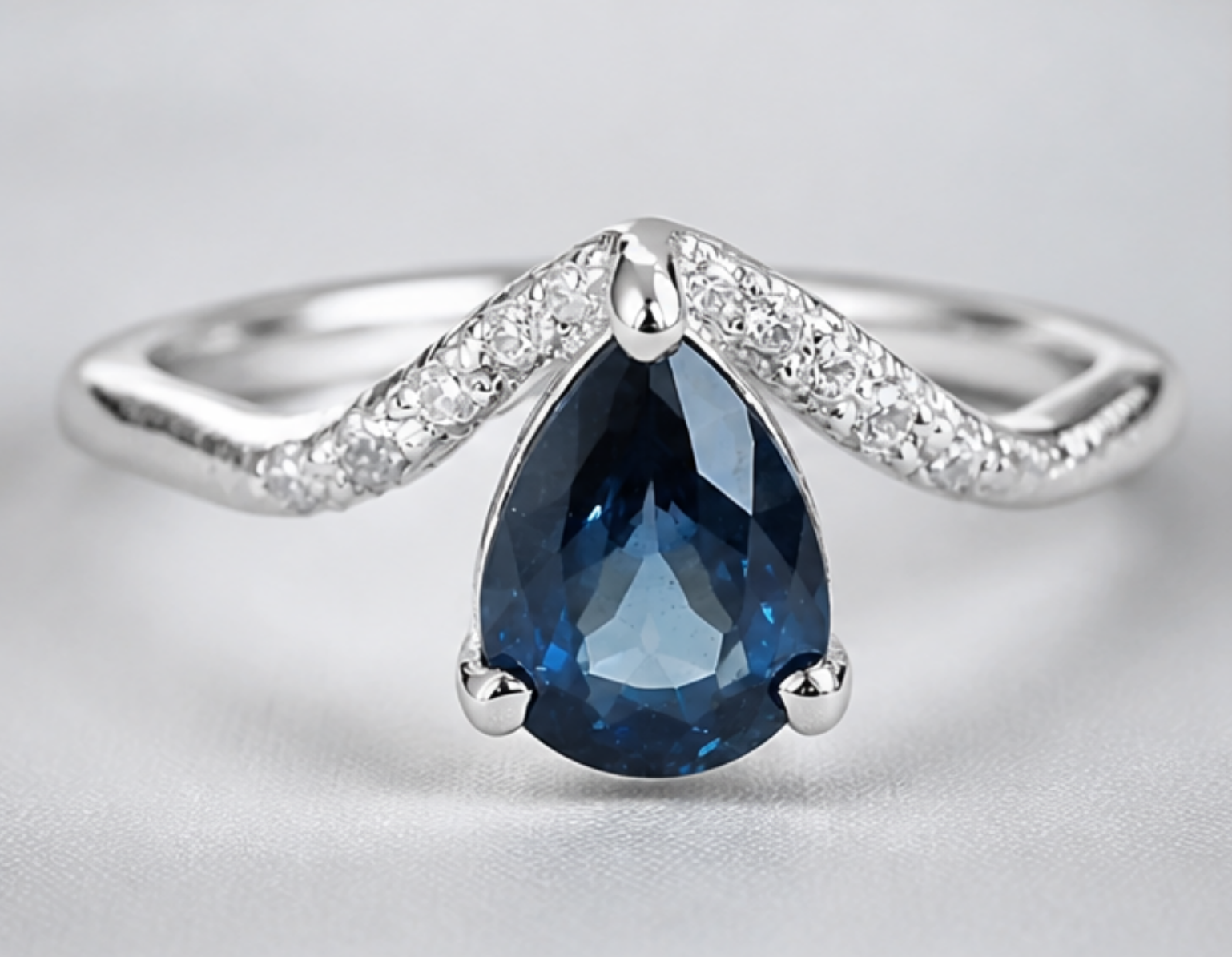 Azure Drop Blue Sapphire Diamond Ring
