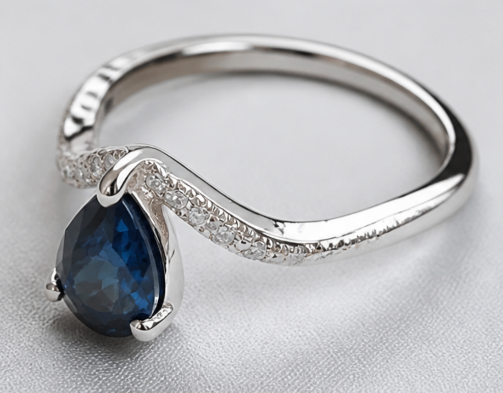 Azure Drop Blue Sapphire Diamond Ring