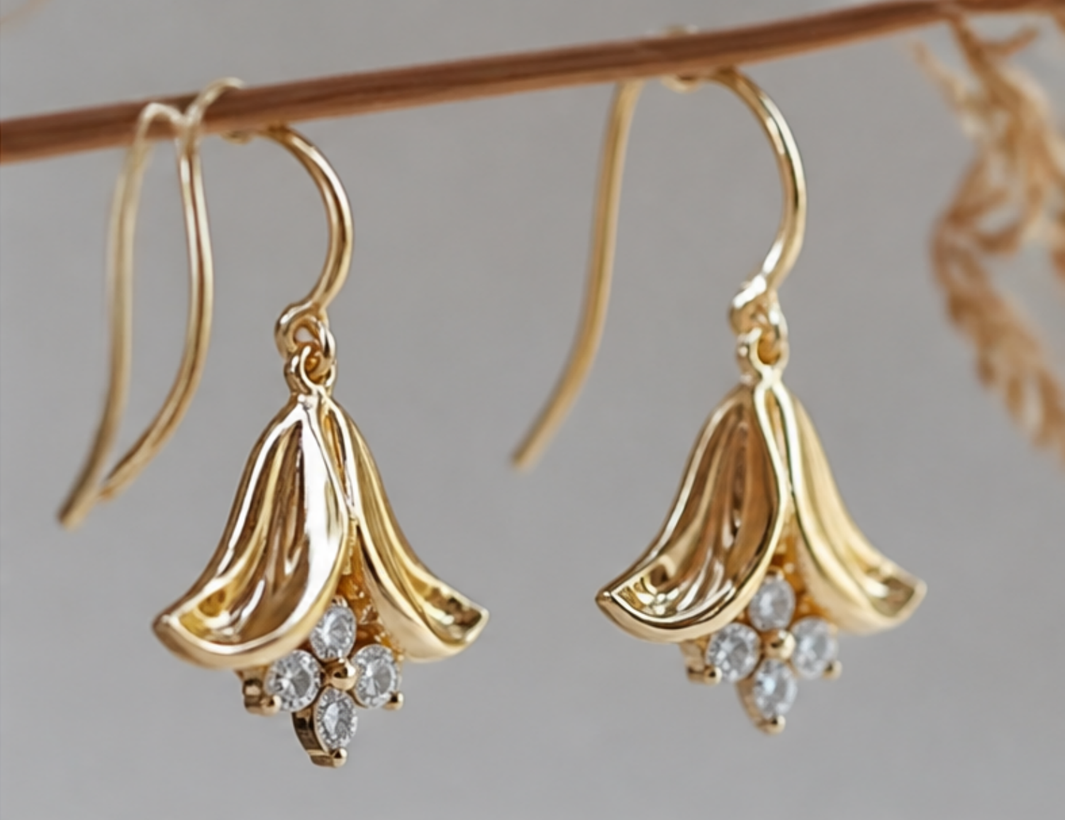 Bellflower Light Diamond Drop Earrings