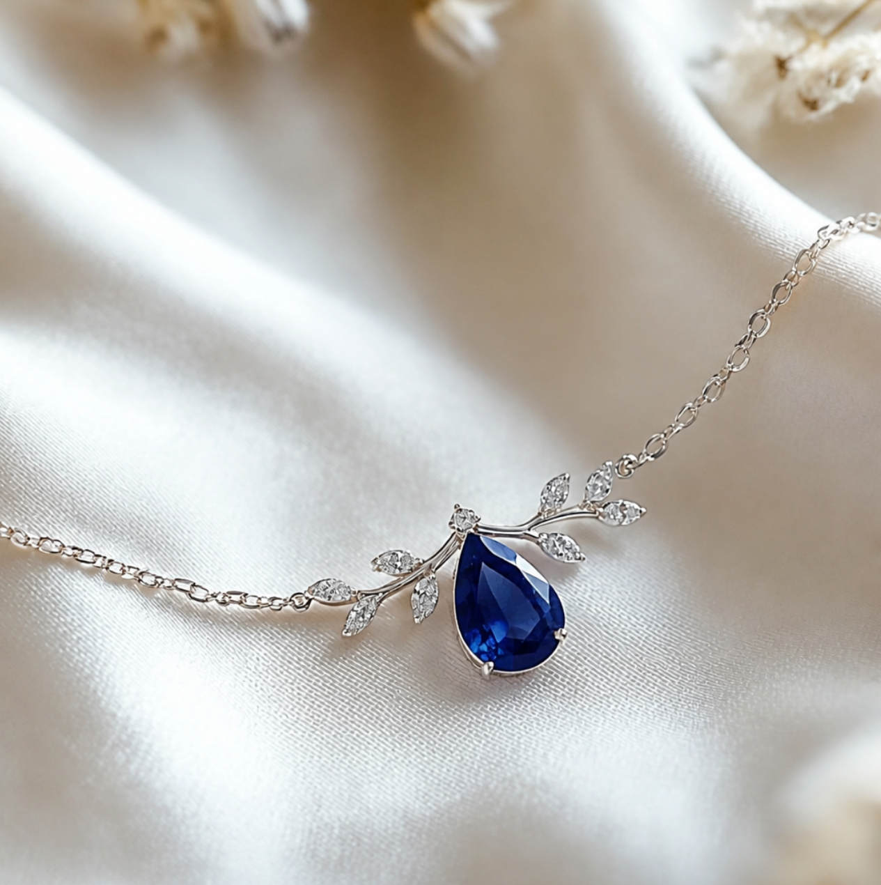 Azure Laurel Blue Sapphire Necklace