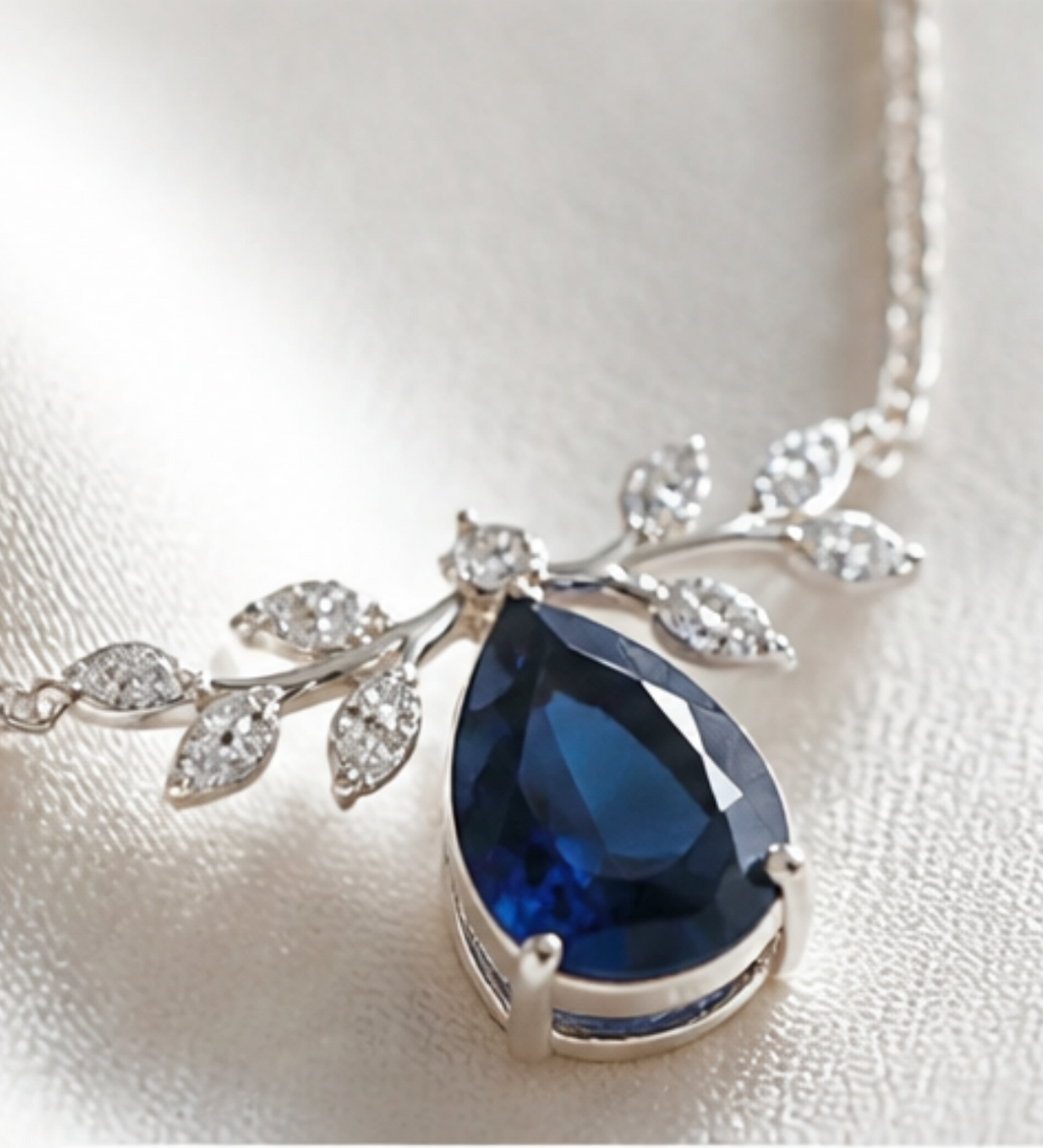 Azure Laurel Blue Sapphire Necklace
