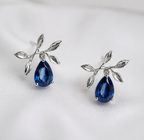 Azure Laurel Blue Sapphire Stud Earrings