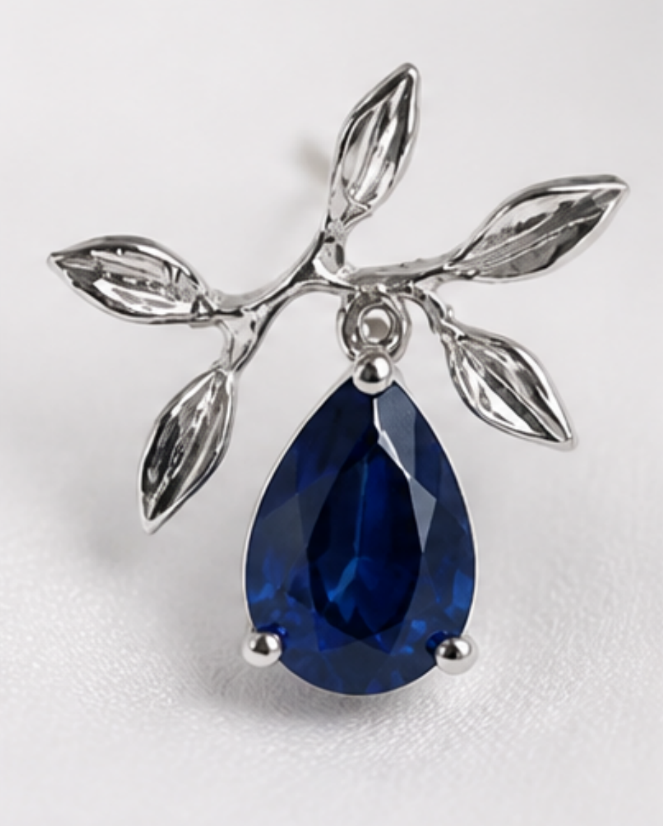 Azure Laurel Blue Sapphire Stud Earrings