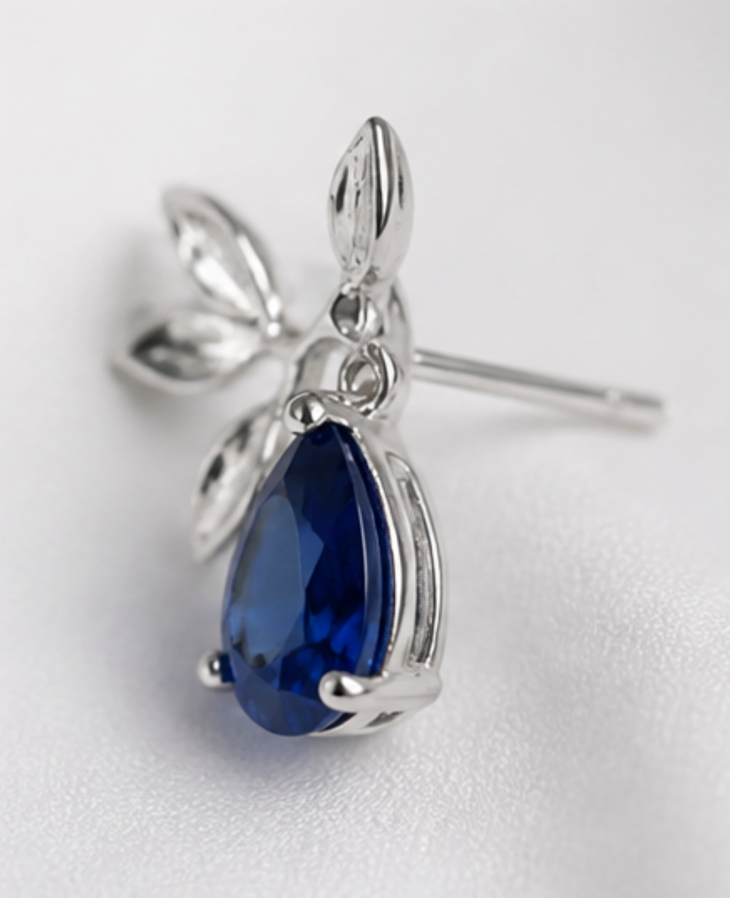 Azure Laurel Blue Sapphire Stud Earrings