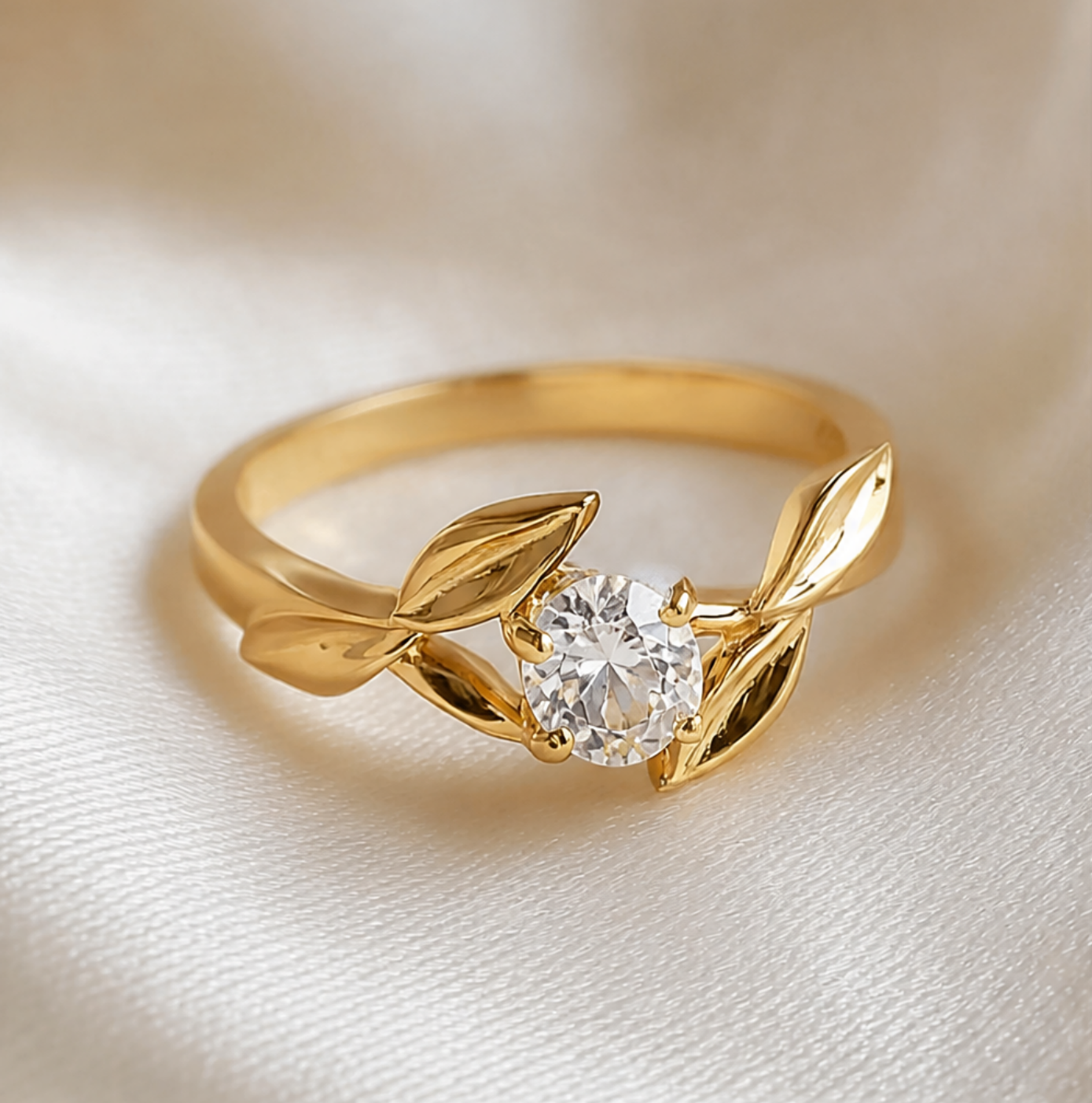 Golden Laurel Diamond Ring