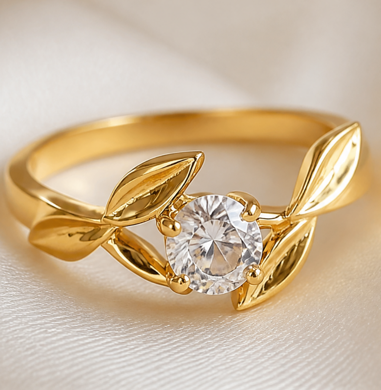 Golden Laurel Diamond Ring
