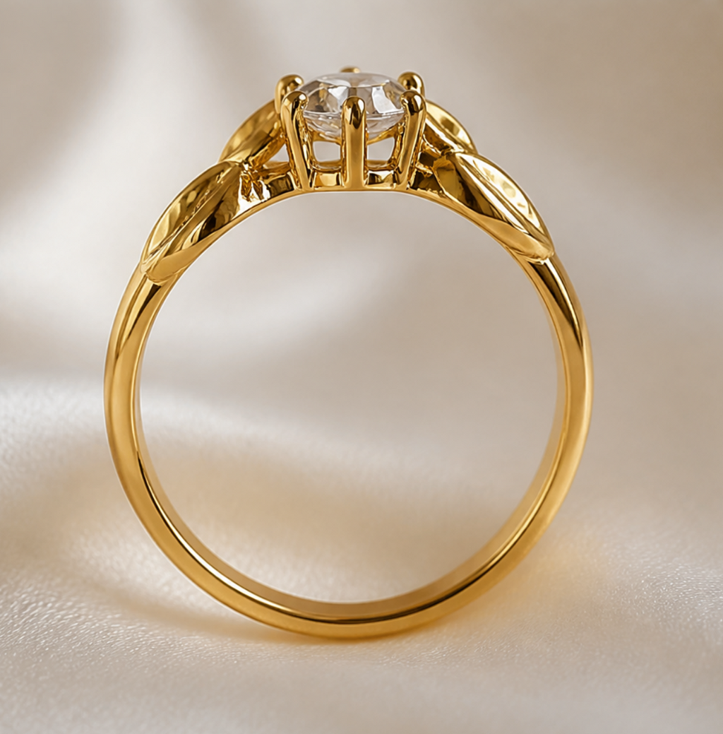 Golden Laurel Diamond Ring