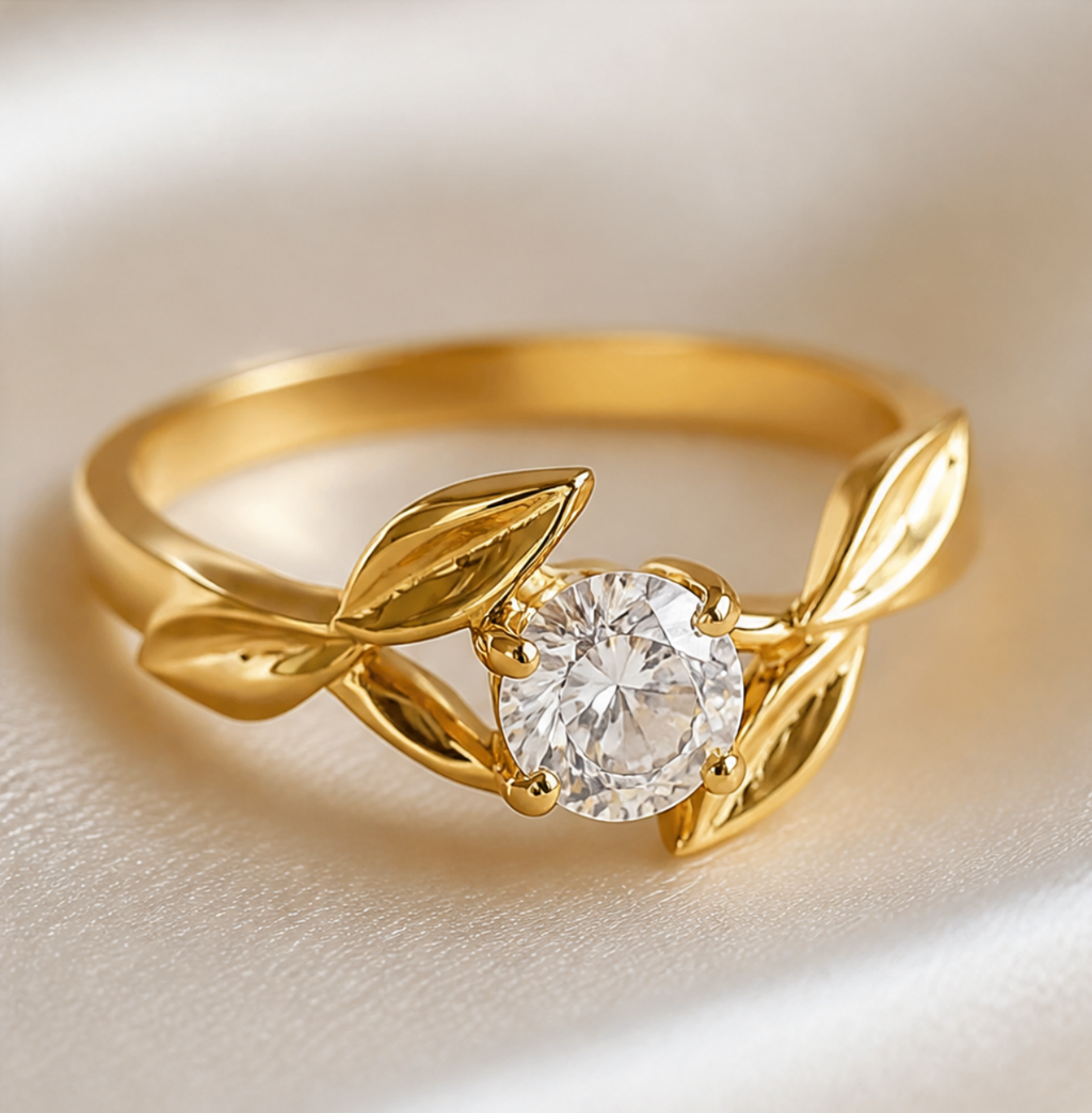 Golden Laurel Diamond Ring