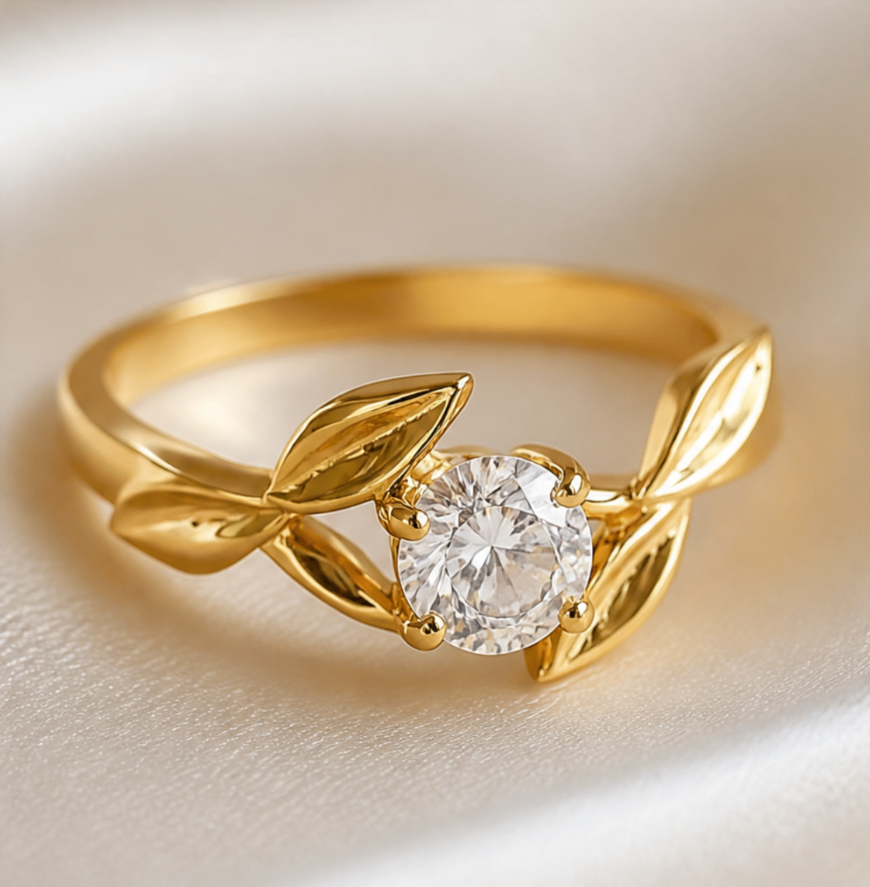Golden Laurel Diamond Ring